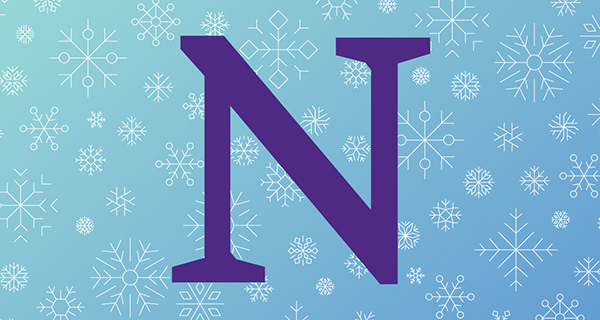 Northwestern N with winter background