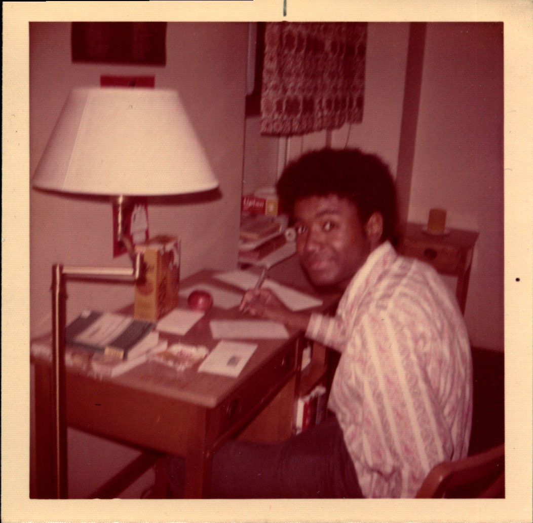 Student working at his desk